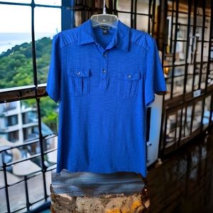 🌞Summer Clearance INC International Concepts Mens casual Two Pocket Polo Royal